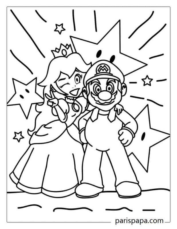 Mario And Peach Coloring Page For Kids Princess Peach Coloring Page