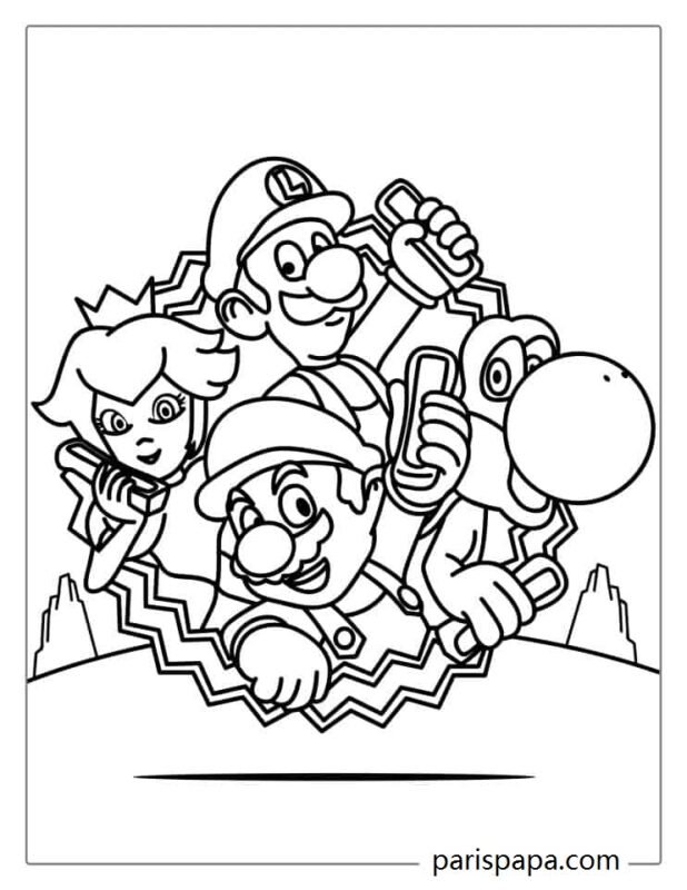 coloring pages of princess peach Mario Yoshi Luigi And Peach Coloring In princess peach color pages 