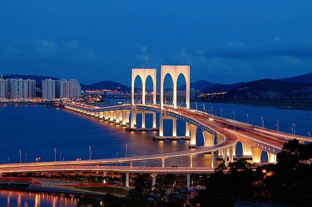 The night scenery of bridge in Macau