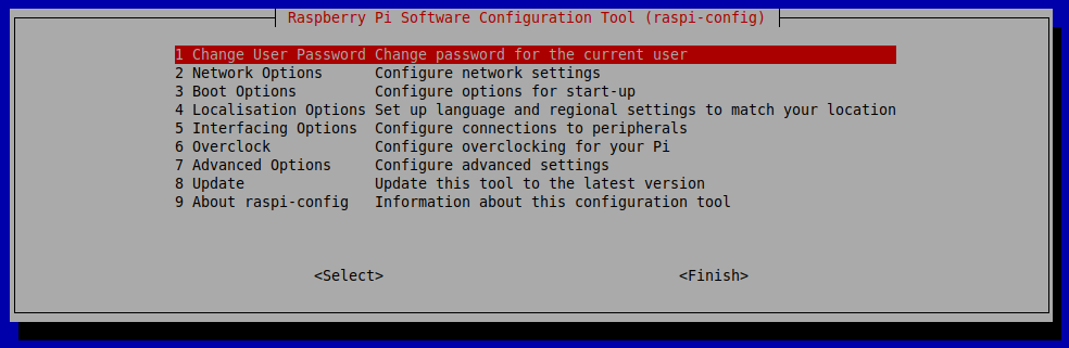 树莓派的界面raspi-config