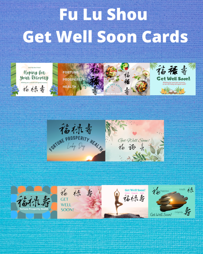 10 p Fu Lu Shou Get Well Soon Cards Chinese calligraphy
