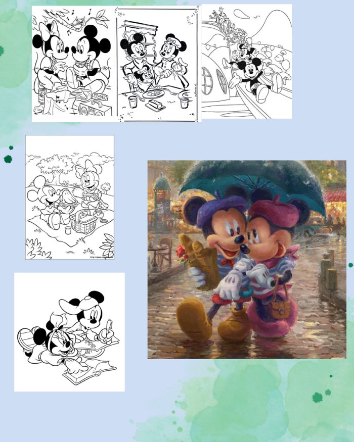Minnie and Mickey Coloring Pages Printable PDF for free download