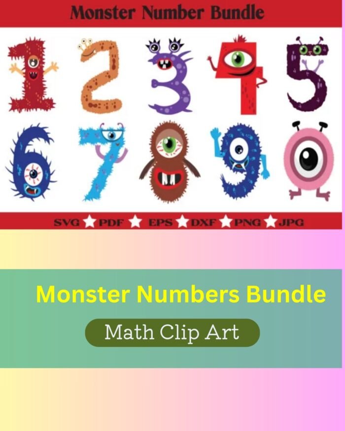 Monster Numbers Bundle Clip Art Chinese Food Binder Family wellness