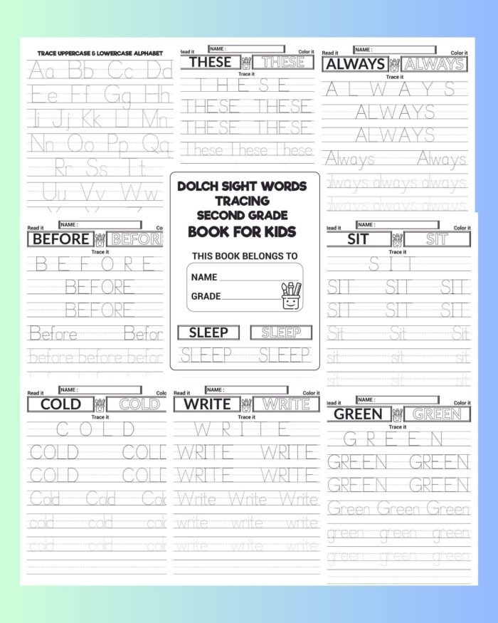 2nd grade sight words worksheet Dolch Sight Words Tracing Book