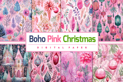Boho Pink Christmas Backgrounds