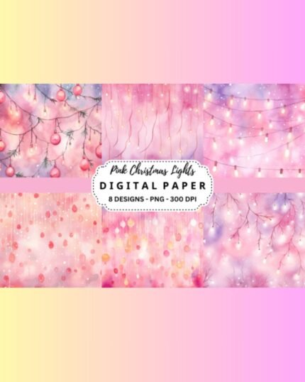 Pink Christmas Lights Digital Paper Background Binder Family wellness home Smiles