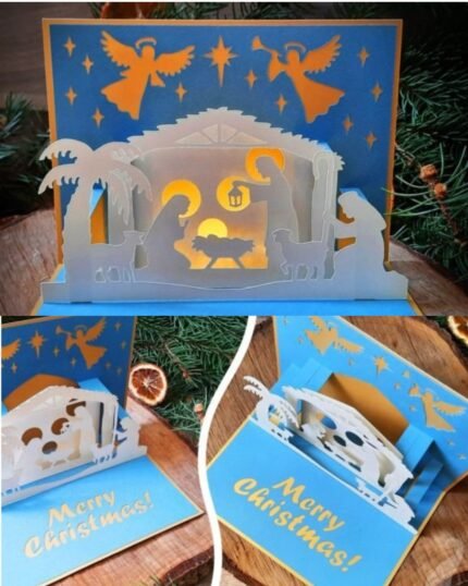 Printable Pop-up 3D Christmas Card SVG Template Family wellness home Smiles
