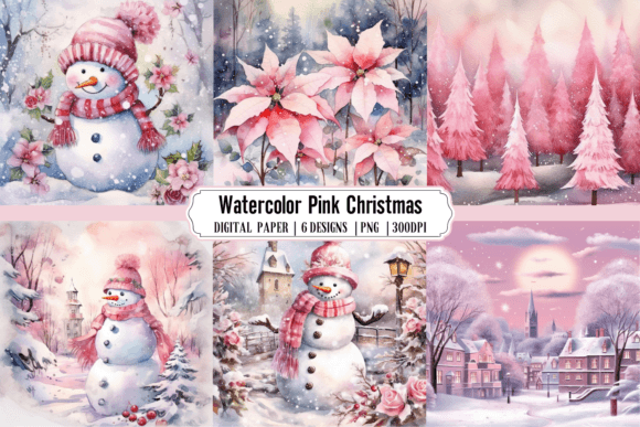 Watercolor Pink Christmas Background