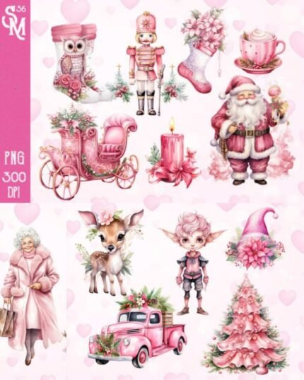 family wellness Pink Christmas Sublimation Clipart
