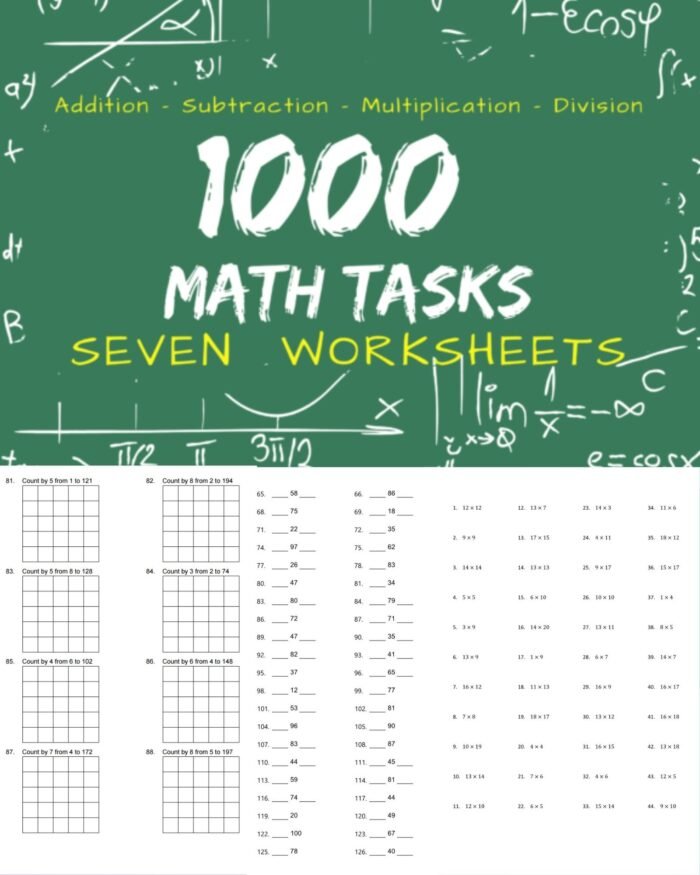 1000 Math Tasks Worksheets For Kids | Unlock the Door to Mathematics Mastery