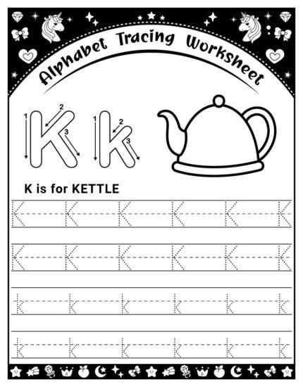 Alphabet Number and Shape Tracing Activity Math Worksheets