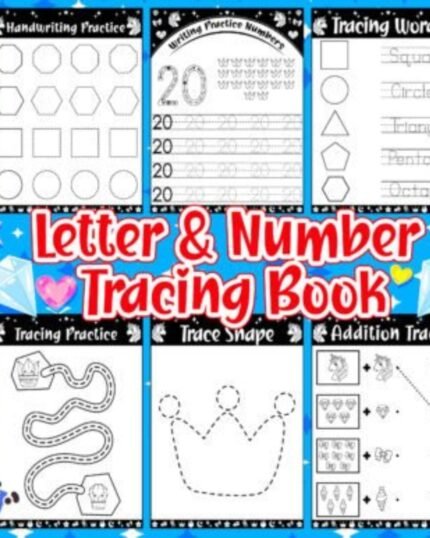 Letter and Number Tracing Workbook Learning Worksheets For Kindergarden
