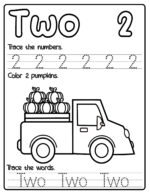 Pumpkin Counting and Tracing Worksheets Page