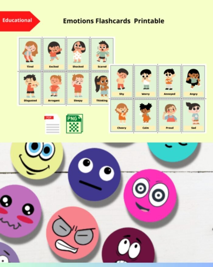 Emotion Flashcards Printable for Kids [ 132 cards] |